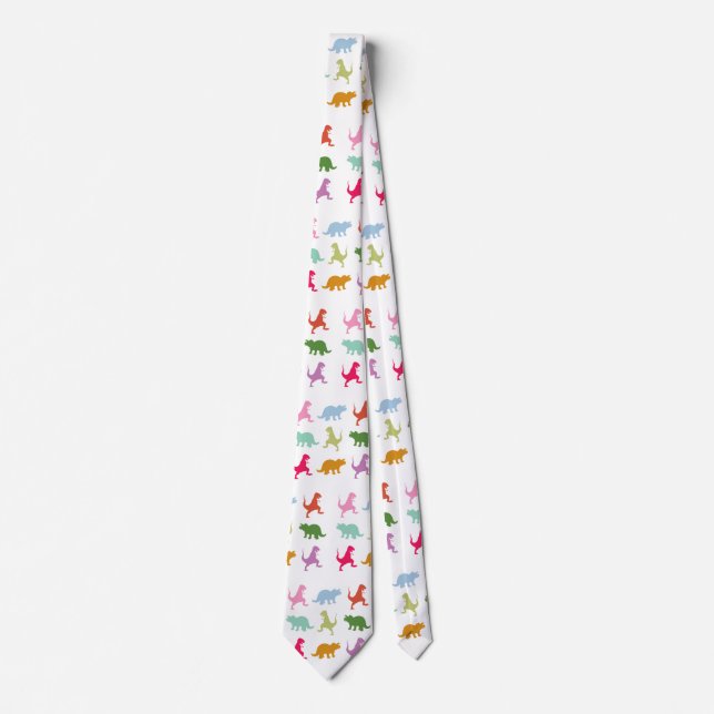 Colorful Dinosaurs Neck Tie (Front)