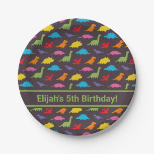 Colorful Dinosaurs Pattern, Birthday Party Paper Plate