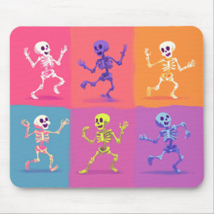 Colorful Disco Dancing Skeletons - Mousepad