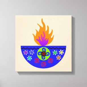Colorful Diwali Lamp Diya Canvas Print