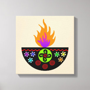 Colorful Diwali Lamp Diya Canvas Print