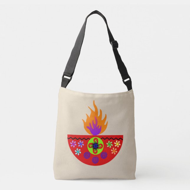 Colorful Diwali Lamp Diya Crossbody Bag (Front)