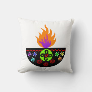 Colorful Diwali Lamp Diya Cushion