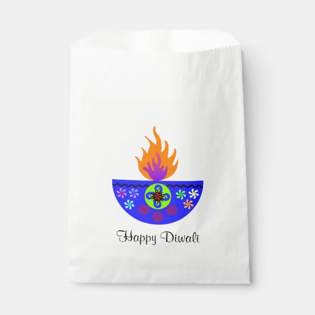 Colorful Diwali Lamp Diya Favour Bags (Front)