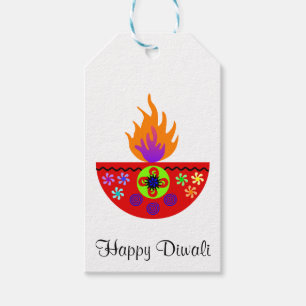 Colorful Diwali Lamp Diya Gift Tags