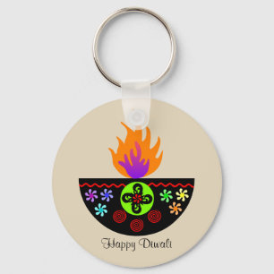 Colorful Diwali Lamp Diya Key Ring