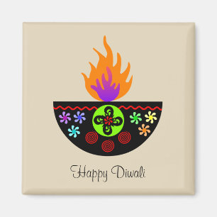 Colorful Diwali Lamp Diya Magnet