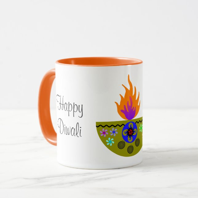 Colorful Diwali Lamp Diya Mug (Front Left)
