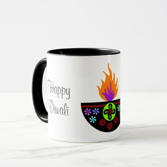 Colorful Diwali Lamp Diya Mug (Front Left)
