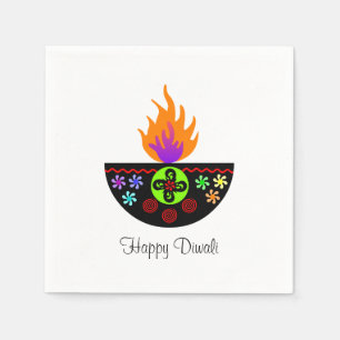 Colorful Diwali Lamp Diya Napkin