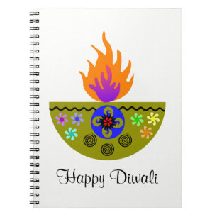 Colorful Diwali Lamp Diya Notebook