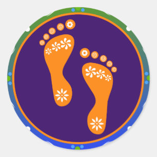 Colorful Diwali Rangoli With Footprint Classic Round Sticker