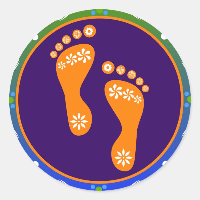 Colorful Diwali Rangoli With Footprint Classic Round Sticker (Front)