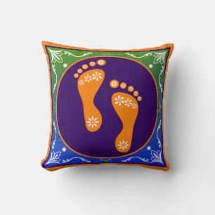 Colorful Diwali Rangoli With Footprint Cushion