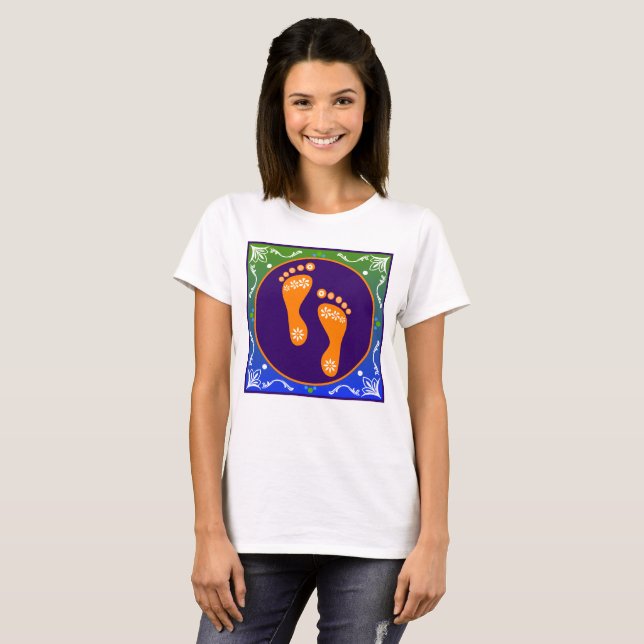 Colorful Diwali Rangoli With Footprint T-Shirt (Front Full)