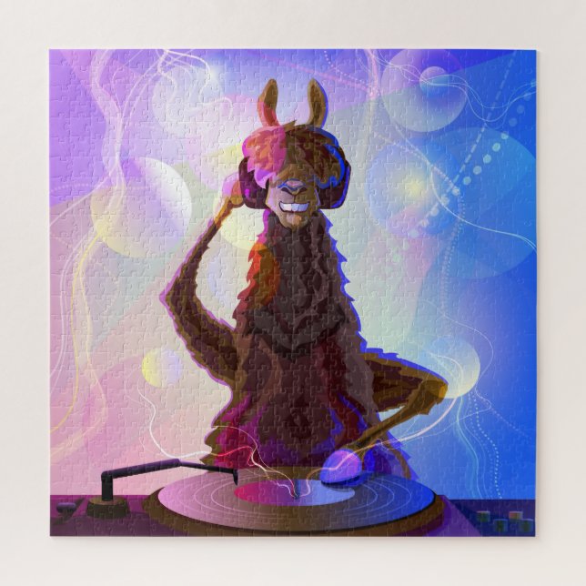 Colorful Dj Llama Jigsaw Puzzle (Vertical)