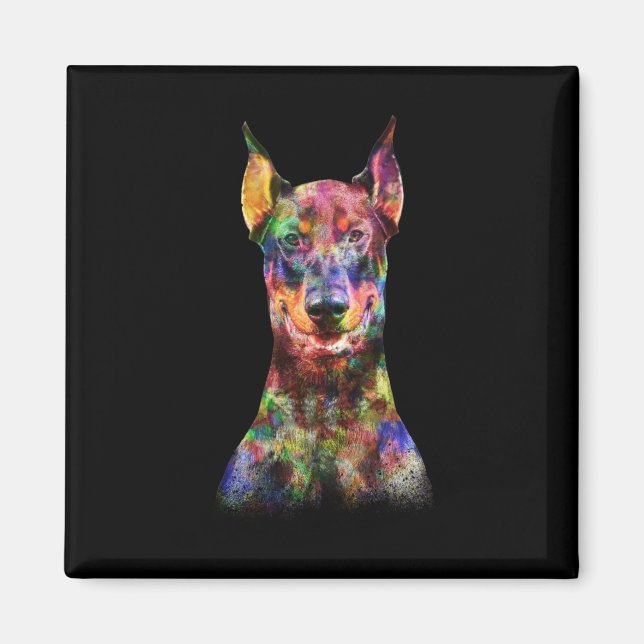 Colorful Doberman Dog Magnet (Front)