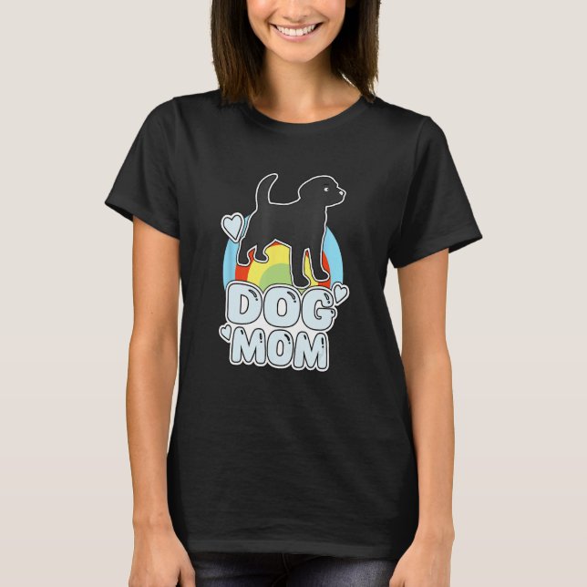 Colorful Dog Mom - Rainbow puppy with Heart T-Shirt (Front)