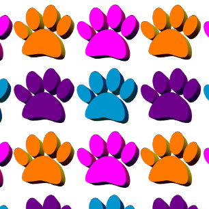 Colorful Dog Paw 3D Art Pattern Wrapping Paper