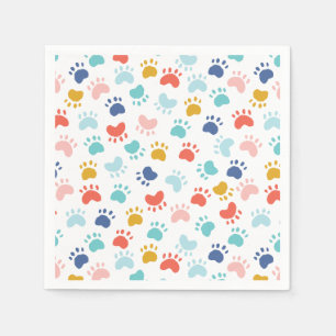 Colorful Dog Paw Party  Napkin