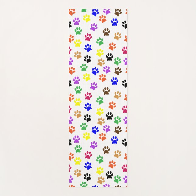 Colorful Dog Paw Prints Yoga Mat (Front)