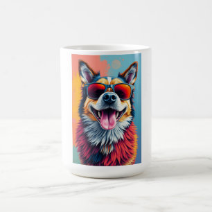 Colorful Dog with Sunglasses Coffee Mug