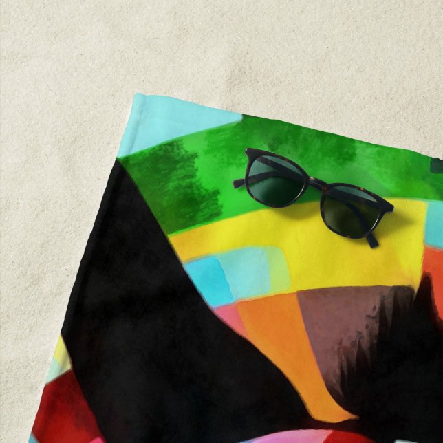 Colorful Donkey Geometric Art Abstract Beach Towel (In Situ)