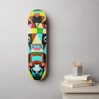 Colorful Donkey Geometric Art Abstract Skateboard