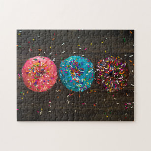 Colorful Donuts Rainbow Sprinkles Foodie Photo Jigsaw Puzzle