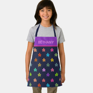Colorful Doodle Hearts on Blue Personalised Apron