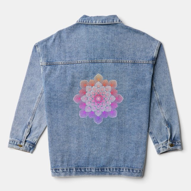Colorful Dot Mandala Denim Jacket (Back)