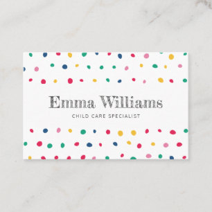 Colorful Dots Child Care Babysitting Business Card