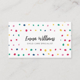 Colorful Dots Child Care Babysitting Business Card