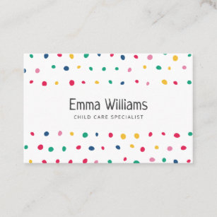 Colorful Dots Child Care Babysitting Business Card