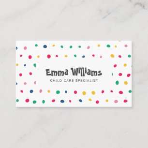 Colorful Dots Child Care Babysitting Business Card