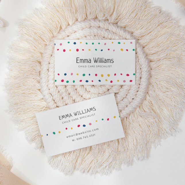 Colorful Dots Child Care Babysitting Business Card (Creator Uploaded)