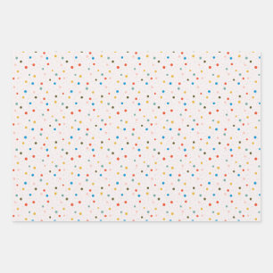 Colorful Dots Confetti and Stripes Wrapping Paper Sheet