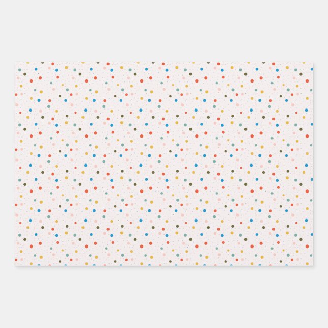 Colorful Dots Confetti and Stripes  Wrapping Paper Sheet (Front)