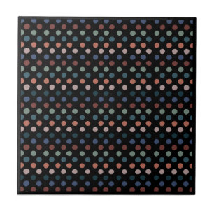 Colorful Dots on Black Background Tile