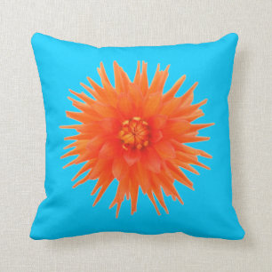 Colorful Double Sided Yellow Blue Orange Flower Cushion