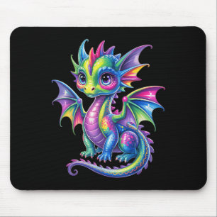 Colorful Dragon Baby Cute Pretty Birthday Dragon L Mouse Mat
