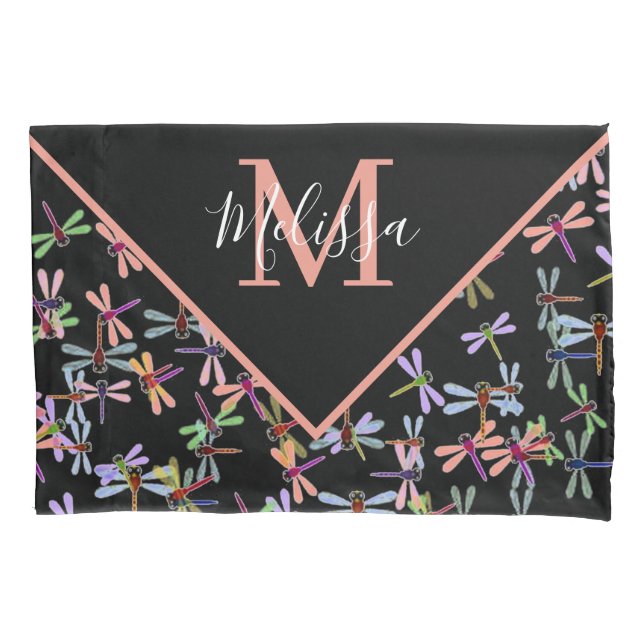 Colorful dragonflies personalized  pillowcase (Front)