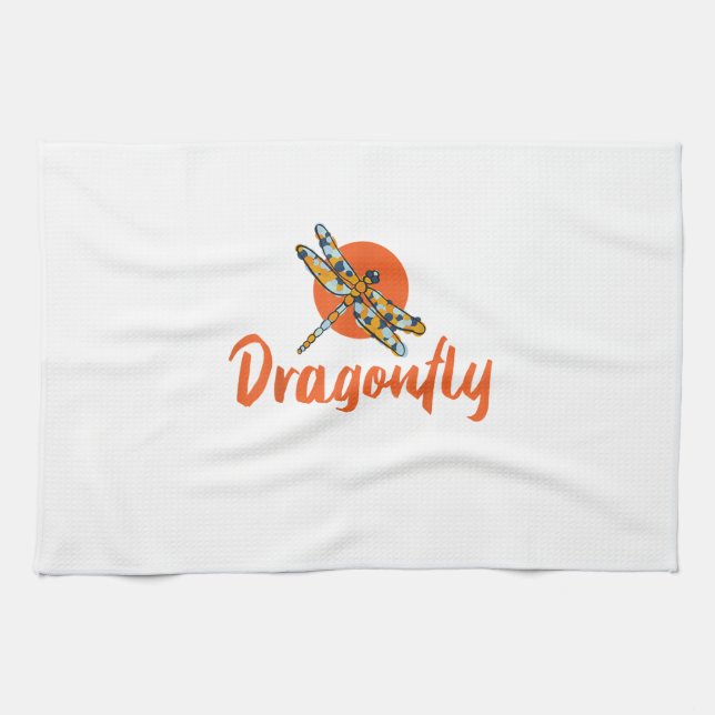 Colorful Dragonfly - Comic Style Dragonfly T-Shirt Tea Towel (Horizontal)