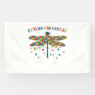 Colorful Dragonfly For Autism Awareness Day Banner
