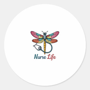 Colorful dragonfly Nurse life T-Shirt (1) Classic Round Sticker