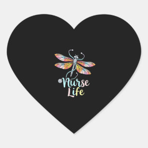 Colorful dragonfly Nurse life T-Shirt (1) Heart Sticker