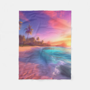 Colorful Dreamy Beach Fleece Blanket