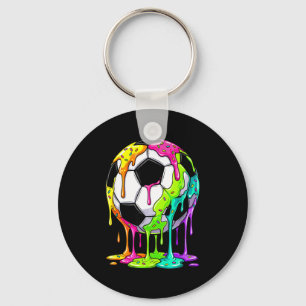 Colorful Dripping Soccer Art Sport Illustration Me Key Ring
