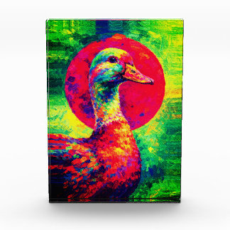 Colorful Duck Portrait Vibrant Impasto Photo Block