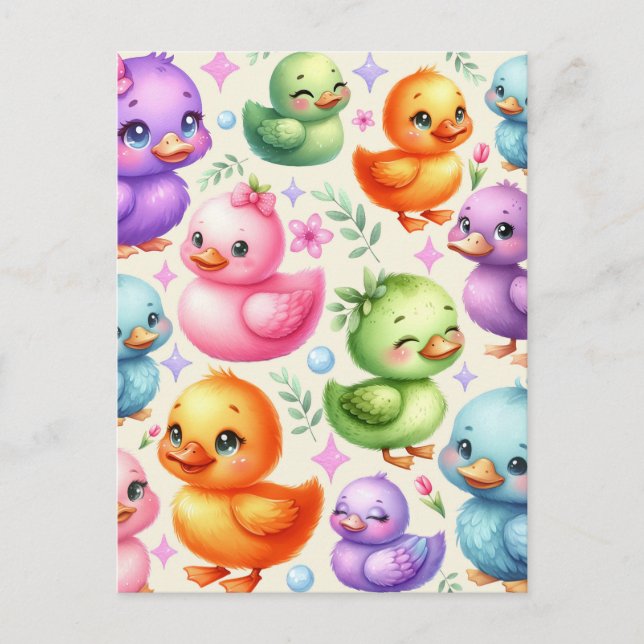 Colorful Ducklings Postcard (Front)